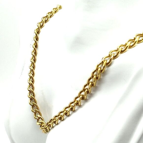 St. STEB Miami Cuban Link Gold Plated Chain Necklace 23" Signed Fold-over Clasp - Picture 4 of 8